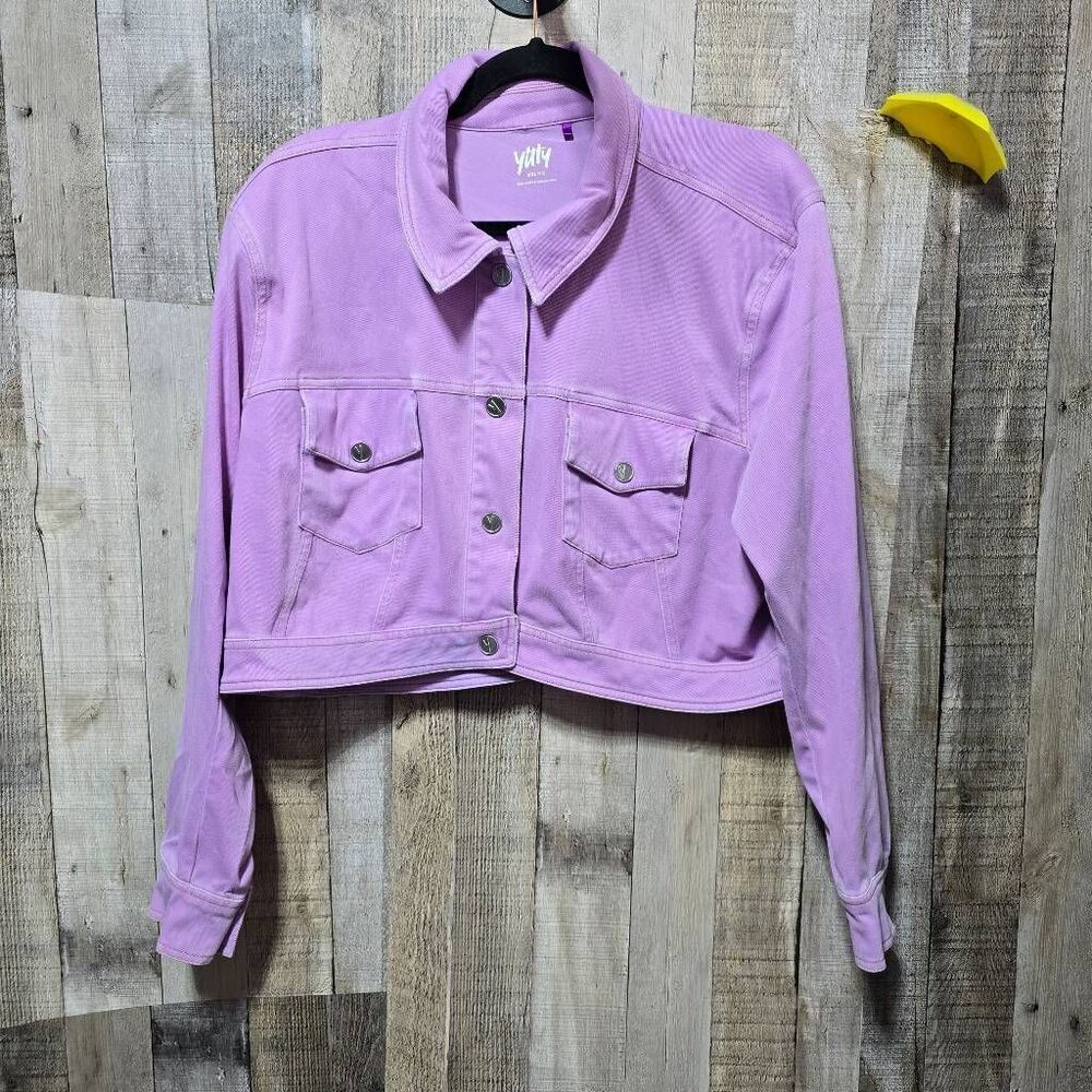 Yitty Lavender Cropped Denim Jean Jacket XXL/1X Streetwear Lizzo Casual Spring